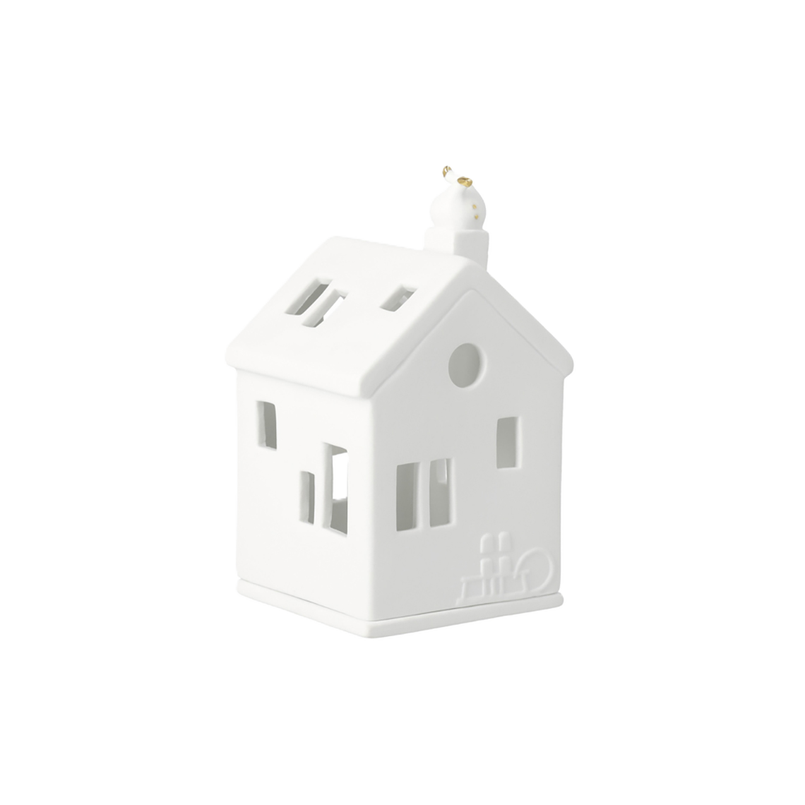 Räder Maison Lumineuse Avec Cheminée Dorée - Décoration Porcelaine Pour Bougie Chauffe-Plat